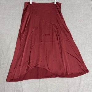 Future Collective Gabriella Karefa-Johnson Burgundy Satin Midi Skirt Size L 0477